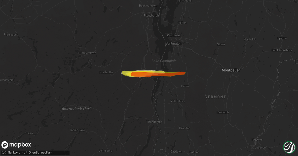Hail map in Westport, NY on October 10, 2020