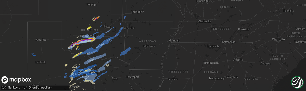 Hail map in Arkansas on October 10, 2021