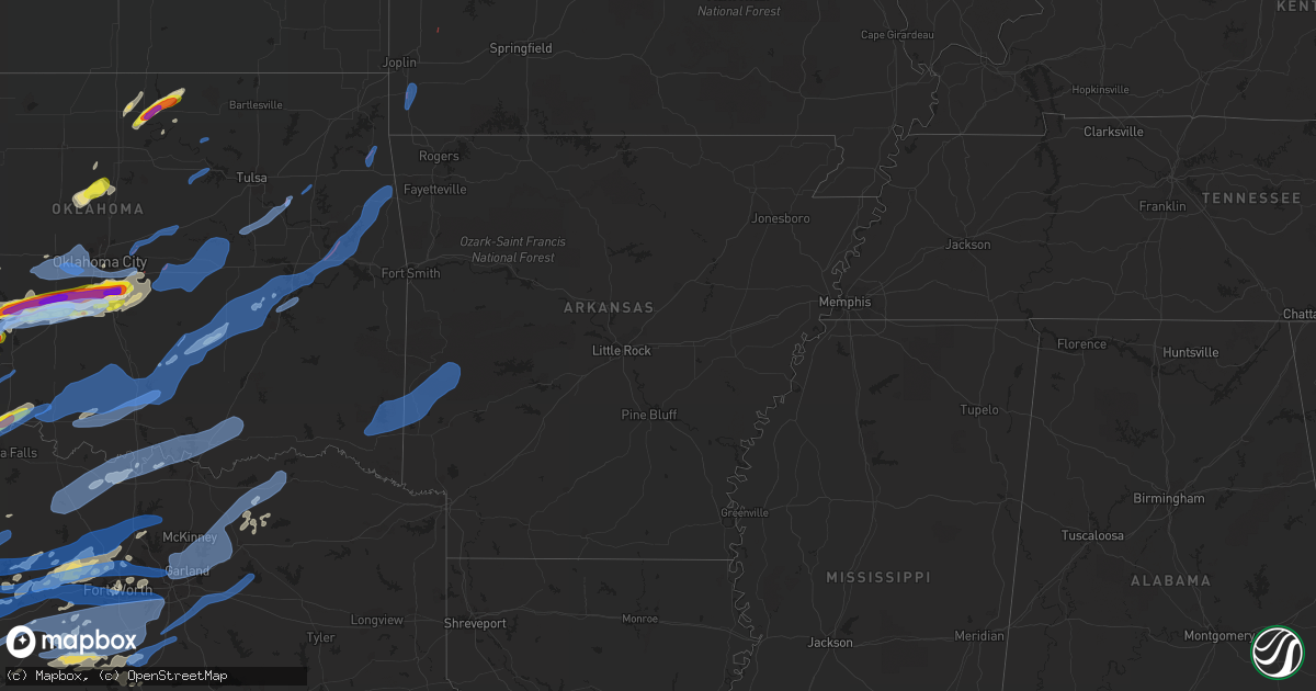 Hail map in Arkansas on October 10, 2021