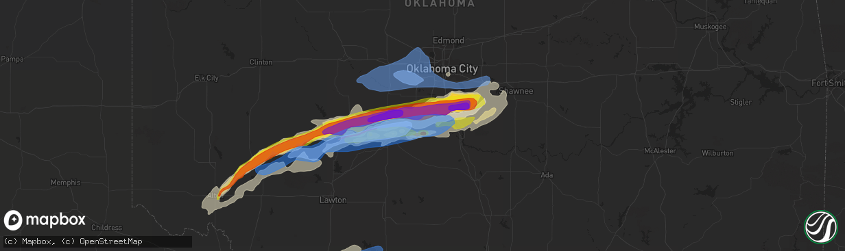 Hail map in Blanchard, OK on October 10, 2021