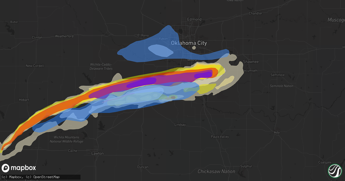 Hail map in Blanchard, OK on October 10, 2021