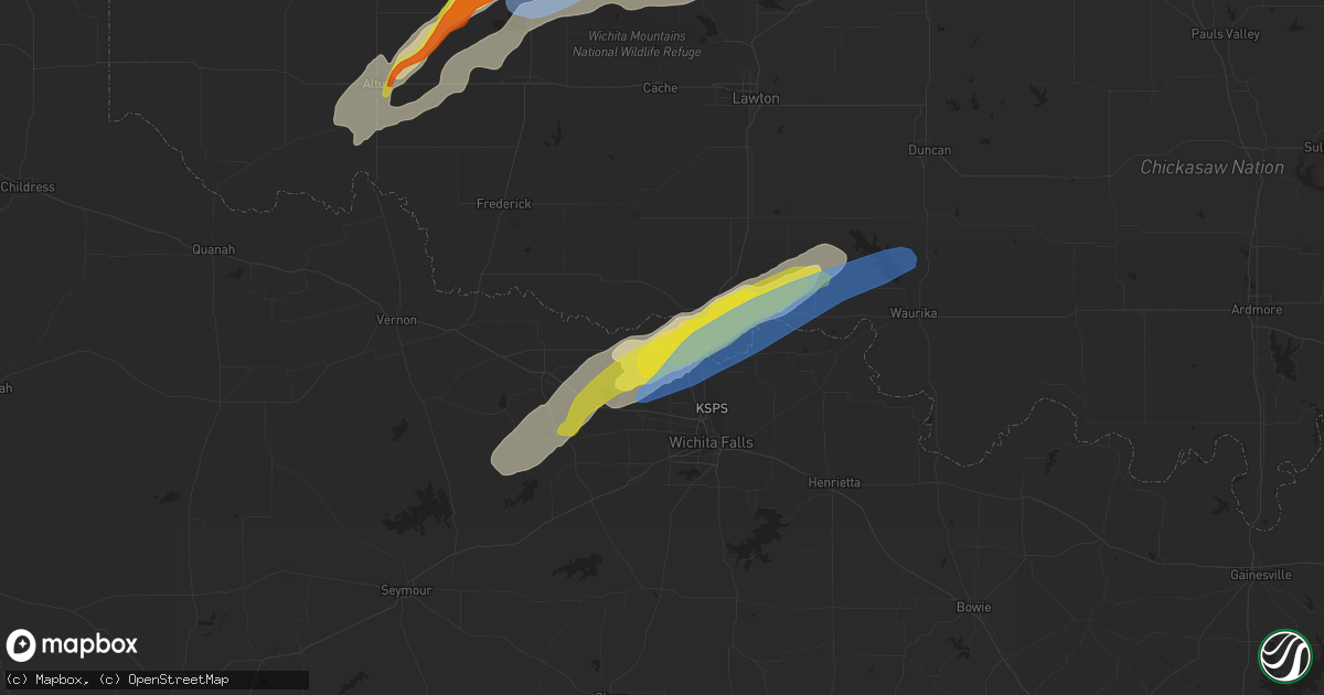 Hail map in Burkburnett, TX on October 10, 2021
