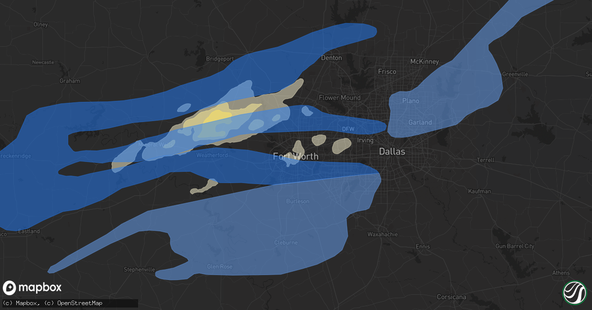 Hail map in Fort Worth, TX on October 10, 2021