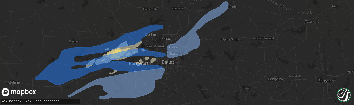 Hail map in Garland, TX on October 10, 2021