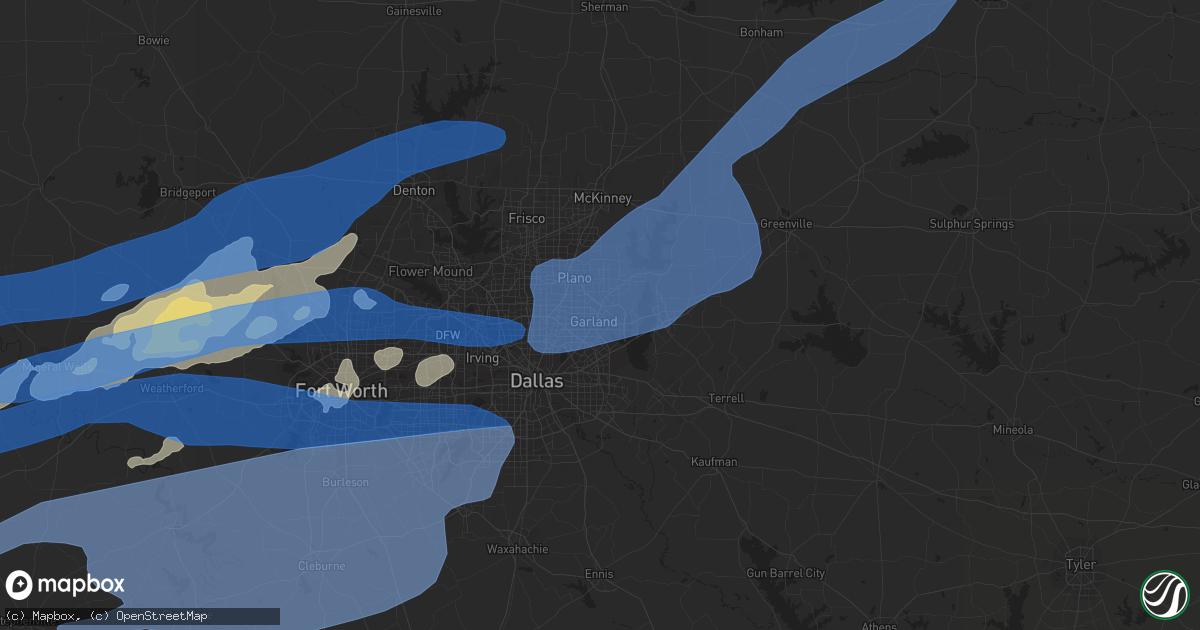 Hail map in Garland, TX on October 10, 2021