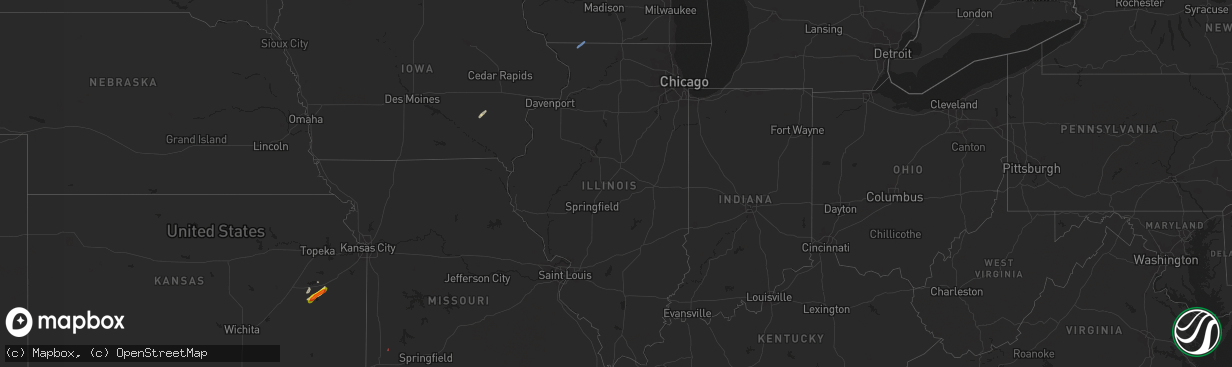 Hail map in Illinois on October 10, 2021