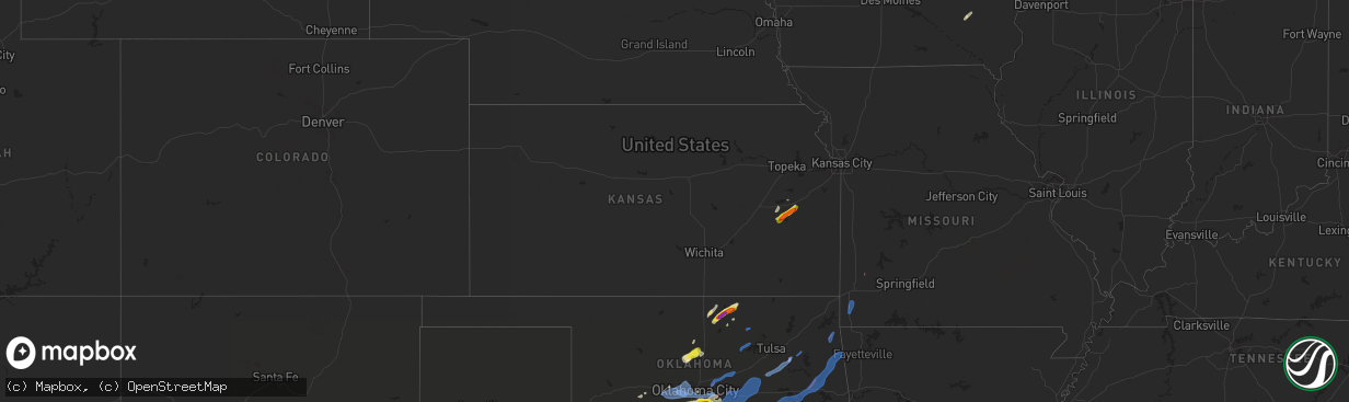 Hail map in Kansas on October 10, 2021