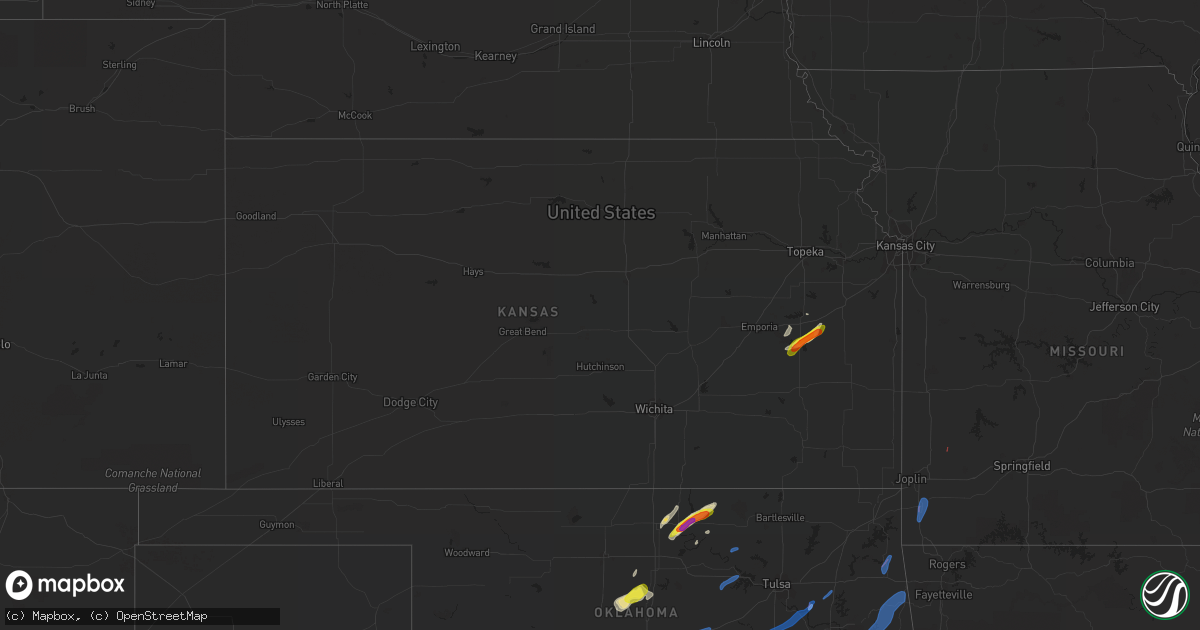 Hail map in Kansas on October 10, 2021