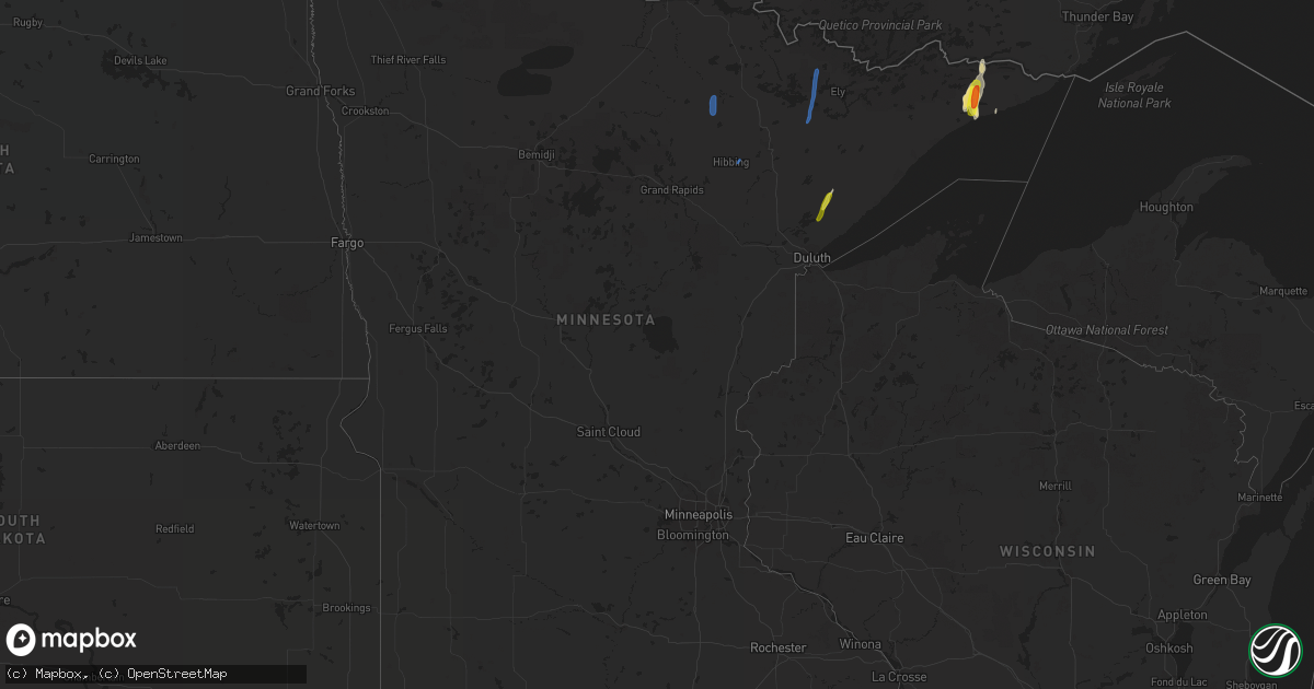 Hail map in Minnesota on October 10, 2021