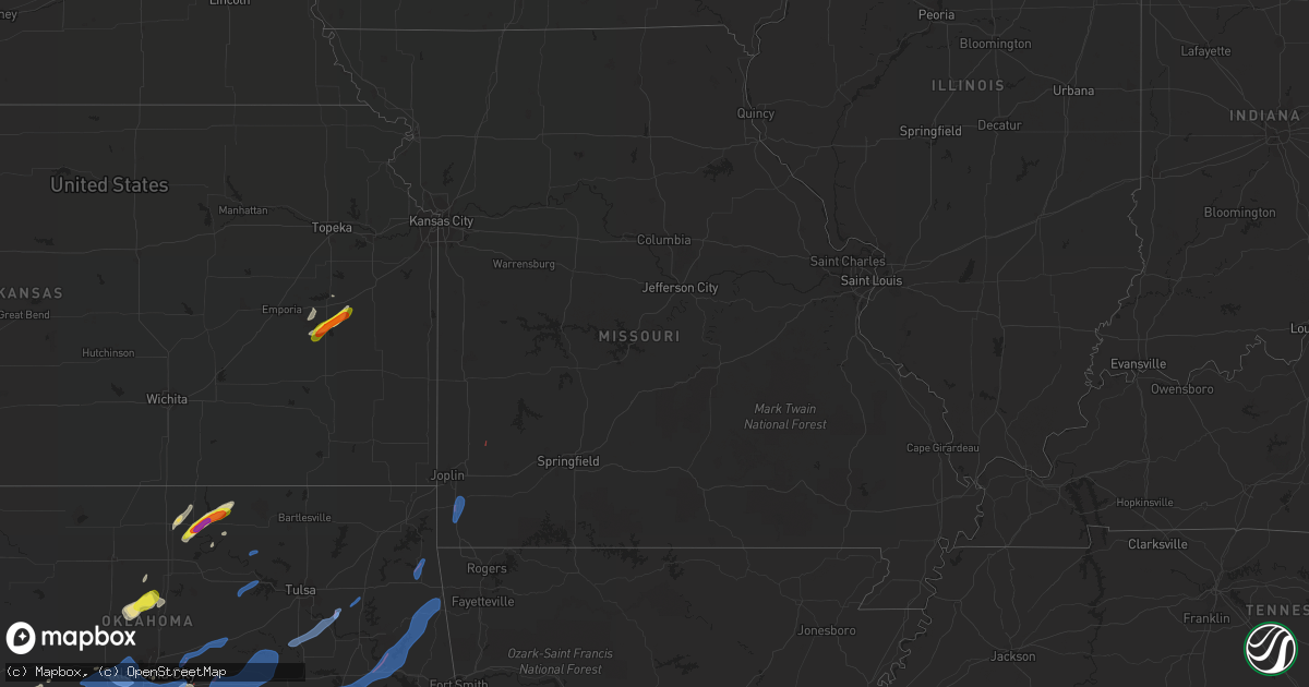 Hail map in Missouri on October 10, 2021