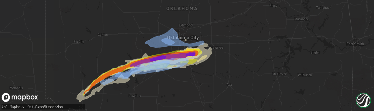 Hail map in Norman, OK on October 10, 2021