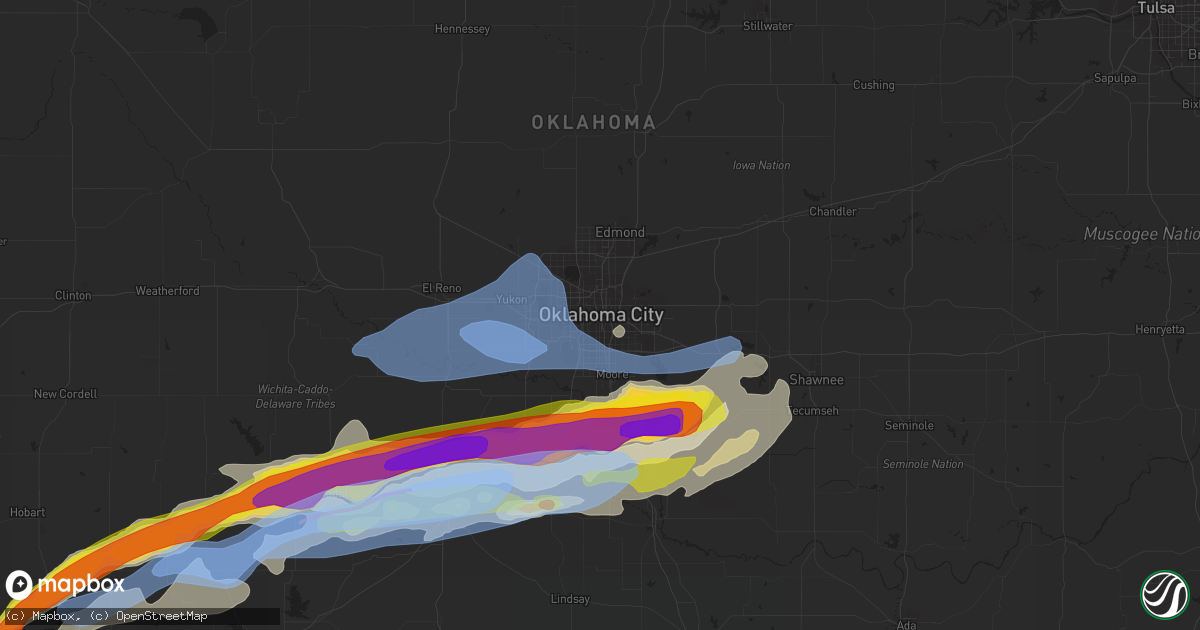 Hail map in Oklahoma City, OK on October 10, 2021