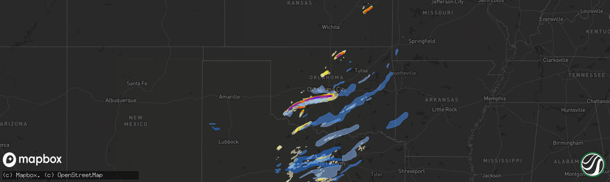 Hail map in Oklahoma on October 10, 2021