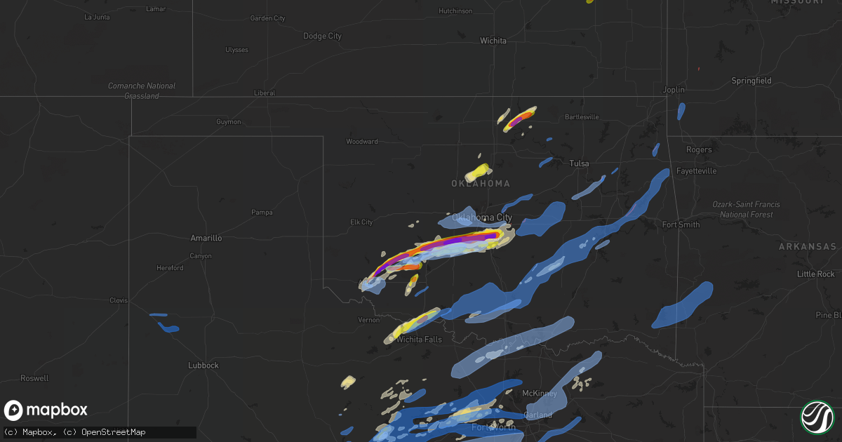 Hail map in Oklahoma on October 10, 2021