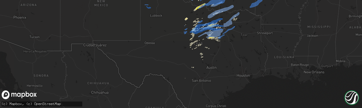 Hail map in Texas on October 10, 2021