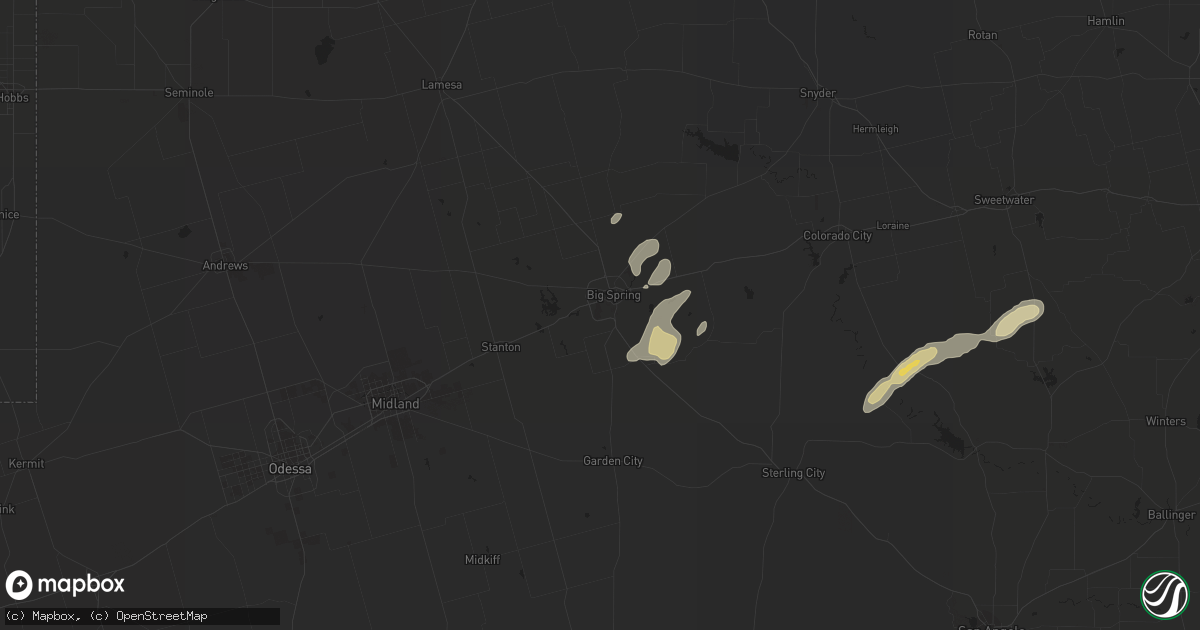 Hail map in Big Spring, TX on October 10, 2022