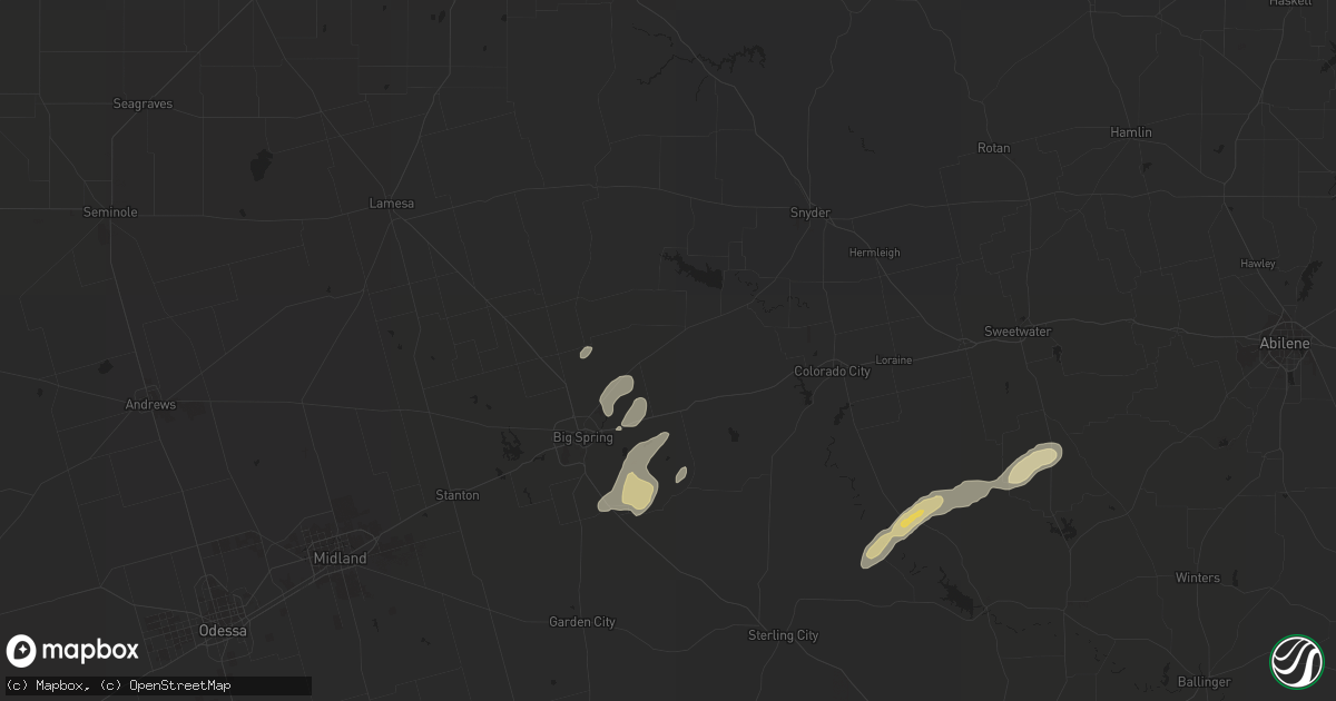 Hail map in Coahoma, TX on October 10, 2022