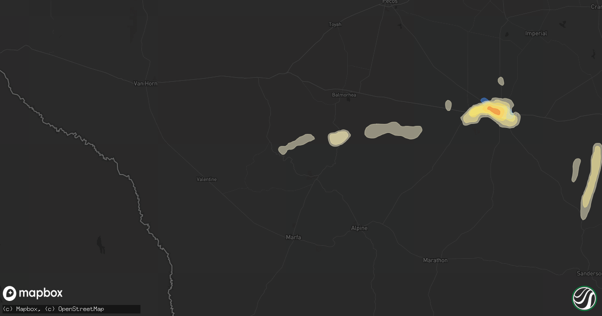 Hail map in Fort Davis, TX on October 10, 2022