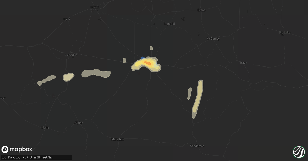 Hail map in Fort Stockton, TX on October 10, 2022