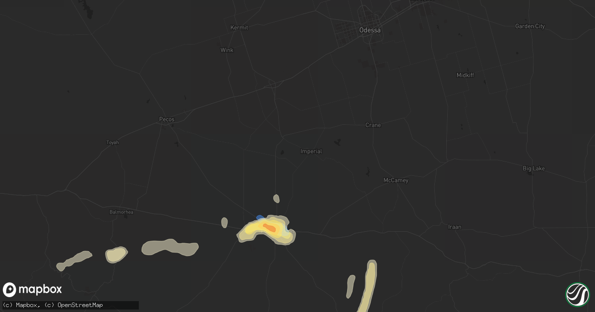 Hail map in Imperial, TX on October 10, 2022