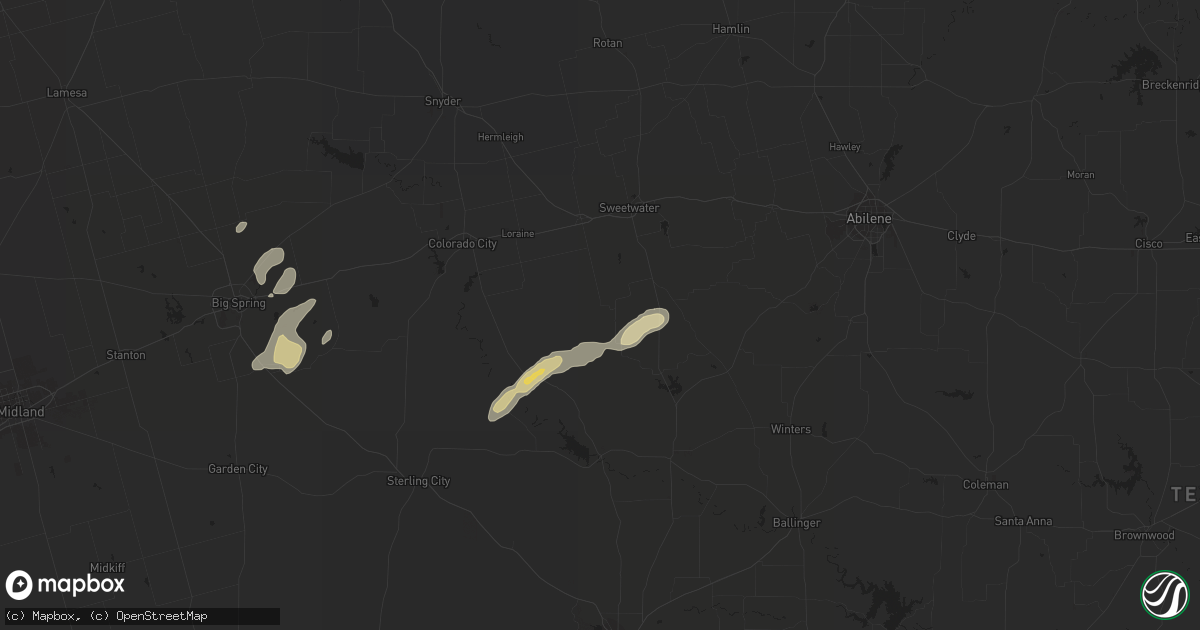 Hail map in Maryneal, TX on October 10, 2022