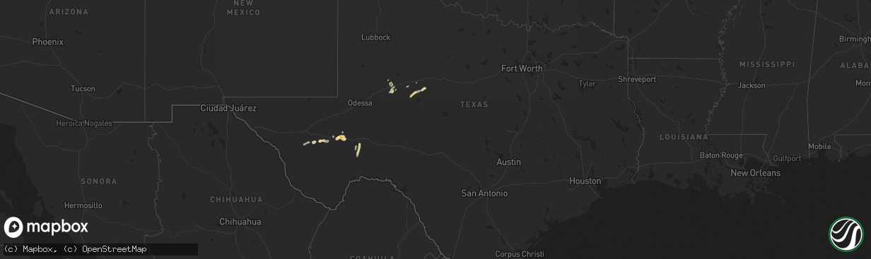 Hail map in Texas on October 10, 2022