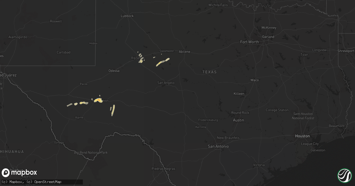 Hail map in Texas on October 10, 2022