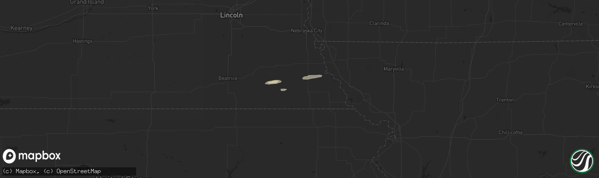 Hail map in Humboldt, NE on October 10, 2023