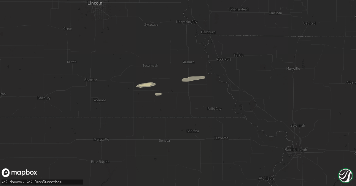 Hail map in Humboldt, NE on October 10, 2023