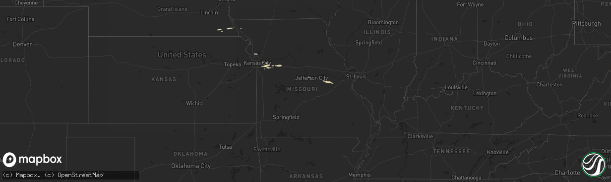 Hail map in Missouri on October 10, 2023