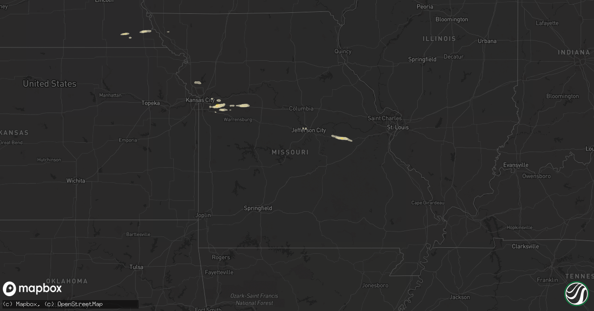Hail map in Missouri on October 10, 2023