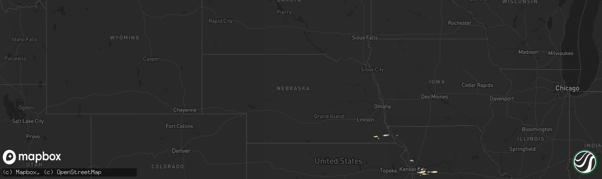 Hail map in Nebraska on October 10, 2023