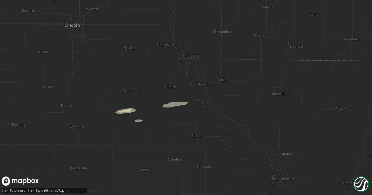 Hail map in Nemaha, NE on October 10, 2023