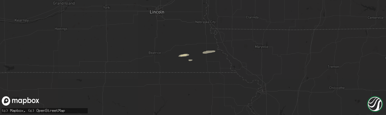 Hail map in Table Rock, NE on October 10, 2023