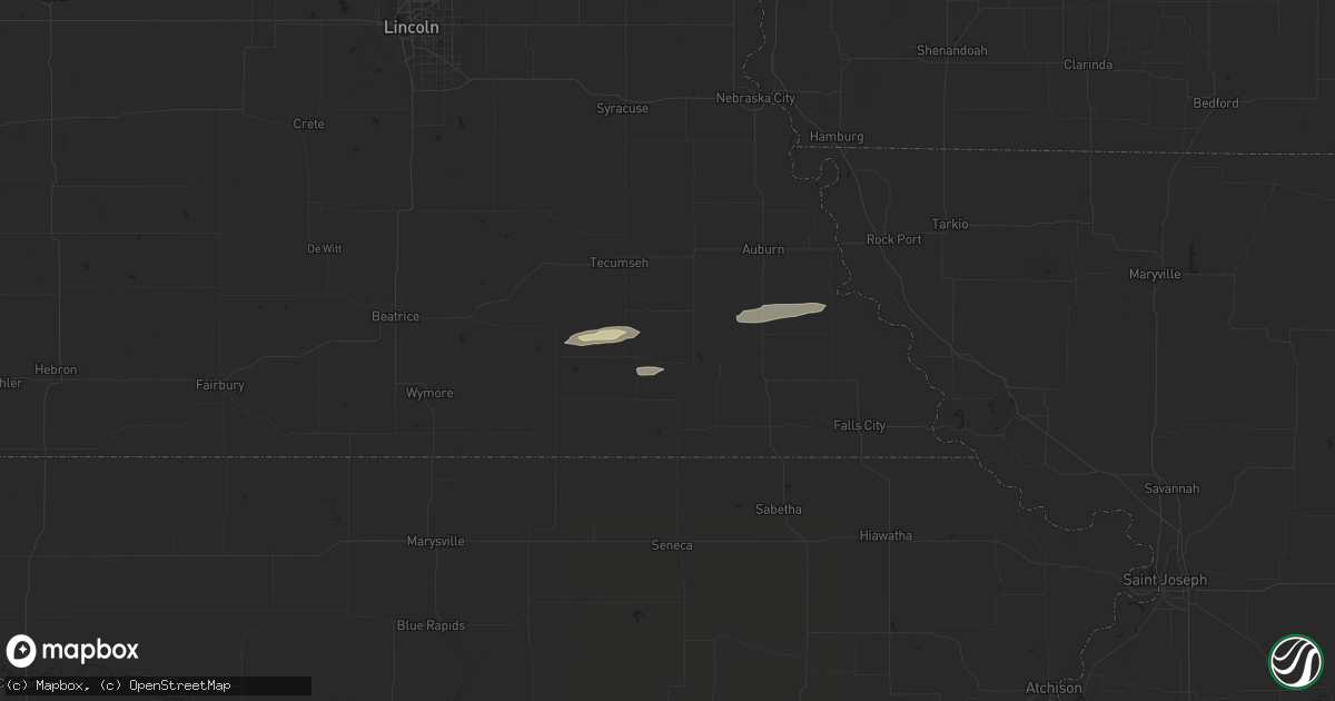 Hail map in Table Rock, NE on October 10, 2023