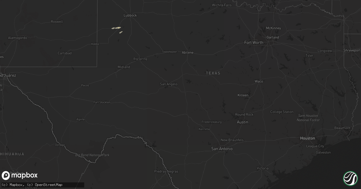 Hail map in Texas on October 10, 2023