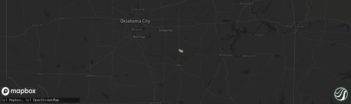 Hail map in Konawa, OK on October 10, 2024