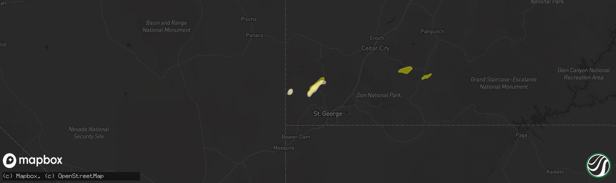 Hail map in Gunlock, UT on October 10, 2025