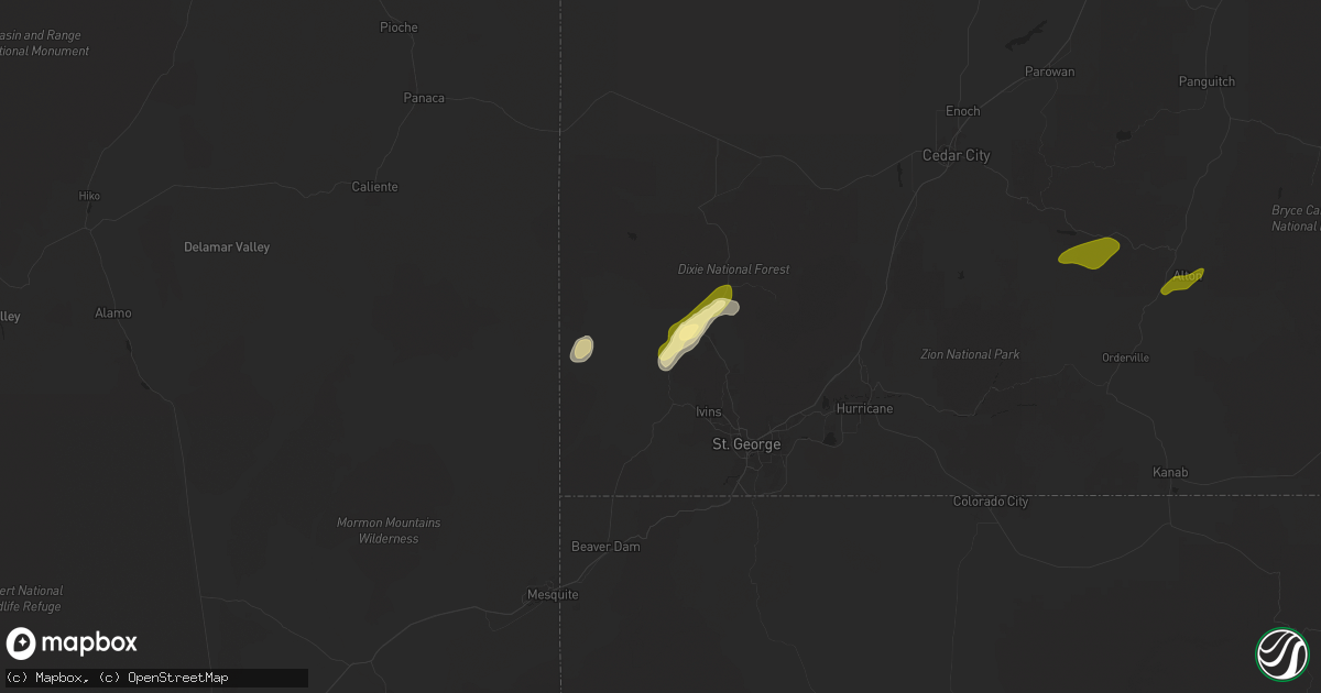 Hail map in Gunlock, UT on October 10, 2025