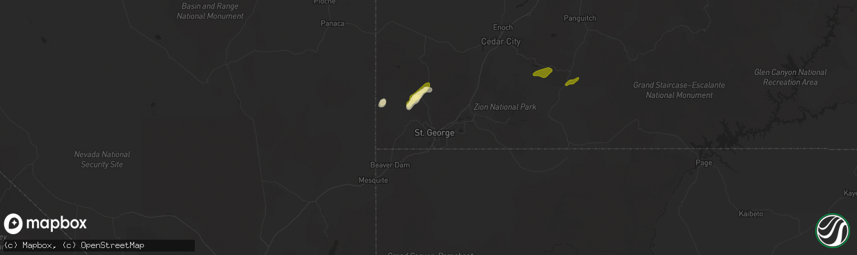Hail map in Saint George, UT on October 10, 2025