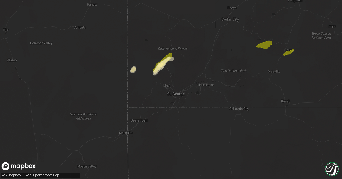 Hail map in Saint George, UT on October 10, 2025