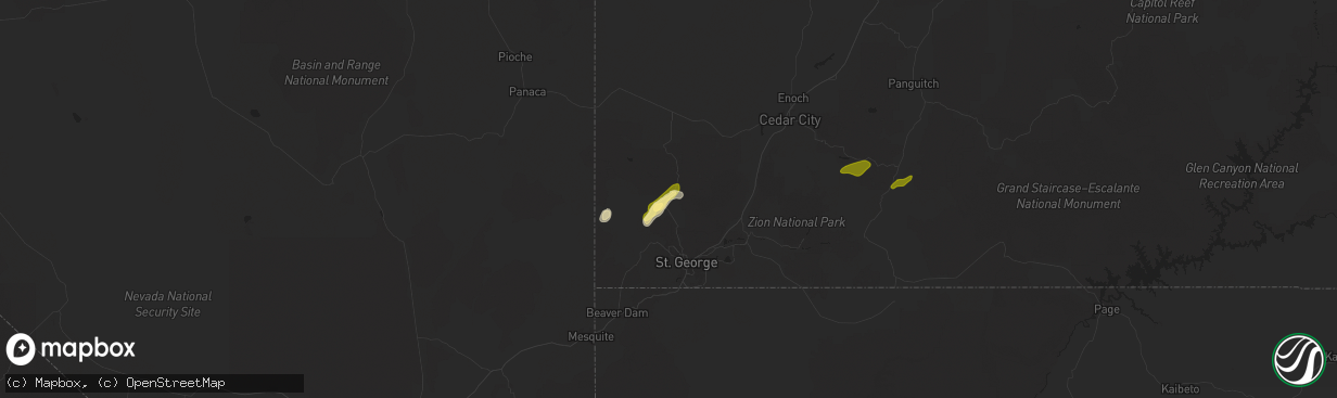 Hail map in Veyo, UT on October 10, 2025