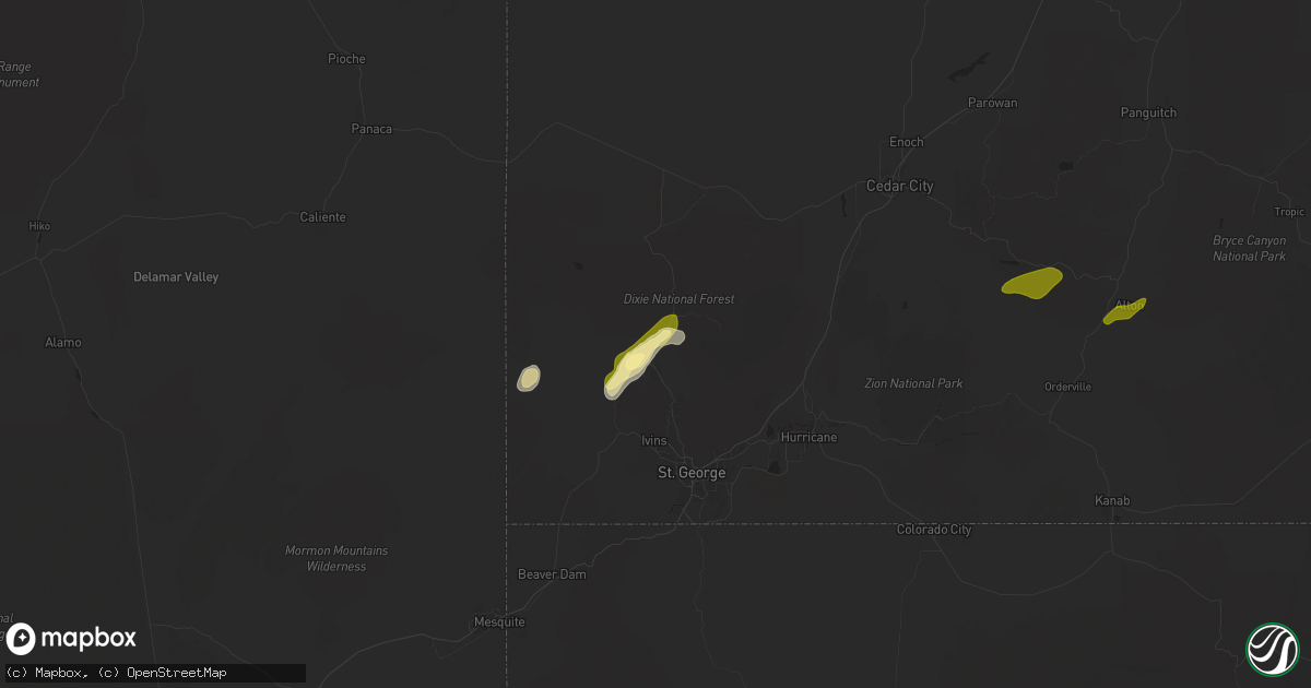 Hail map in Veyo, UT on October 10, 2025