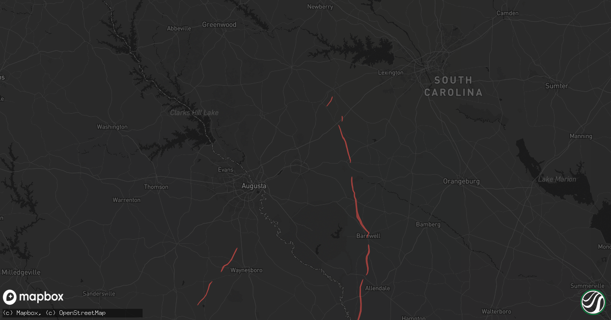Hail map in Aiken, SC on October 10, 2026