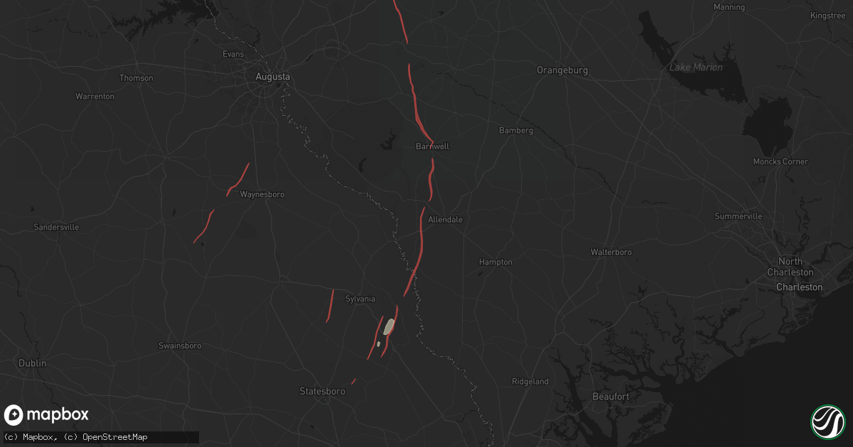 Hail map in Allendale, SC on October 10, 2026