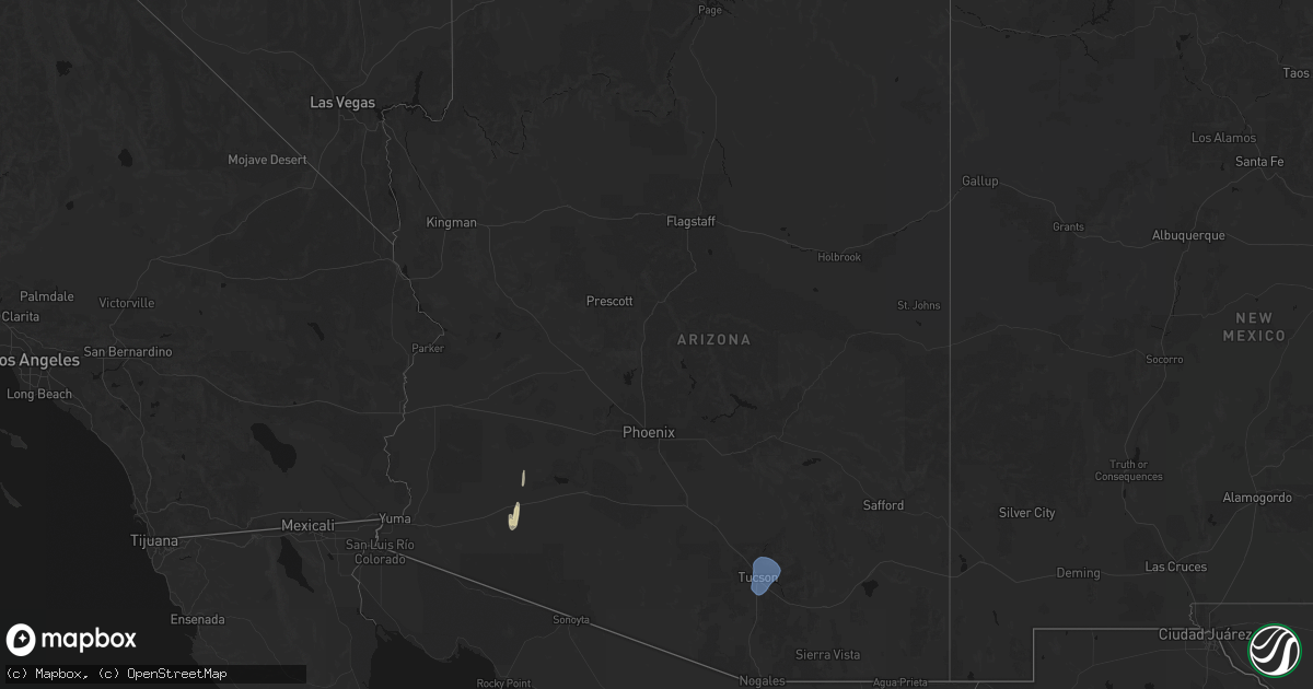 Hail map in Arizona on October 10, 2026