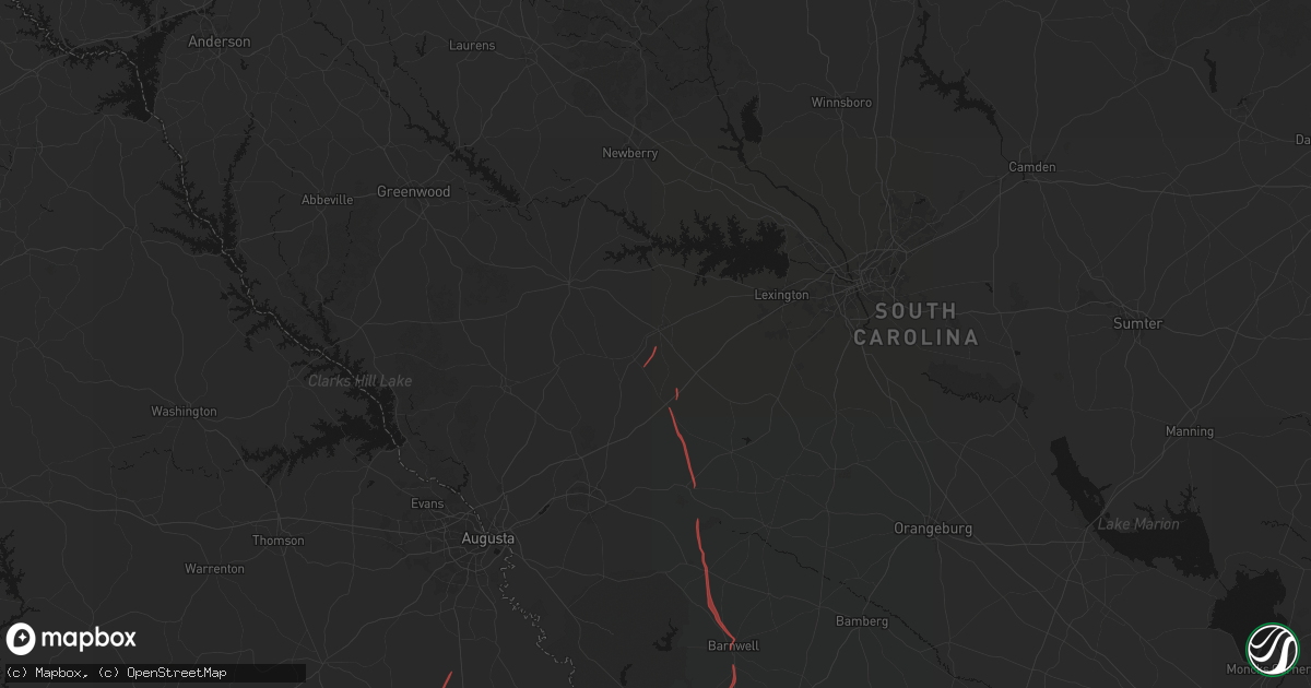 Hail map in Batesburg, SC on October 10, 2026