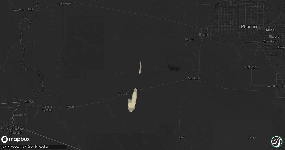 Hail map in Dateland, AZ on October 10, 2026