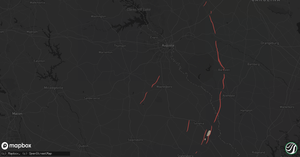 Hail map in Keysville, GA on October 10, 2026