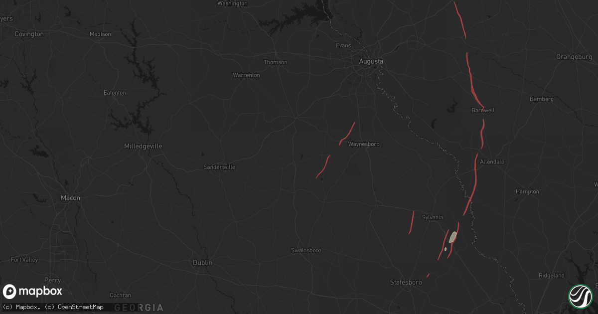 Hail map in Louisville, GA on October 10, 2026